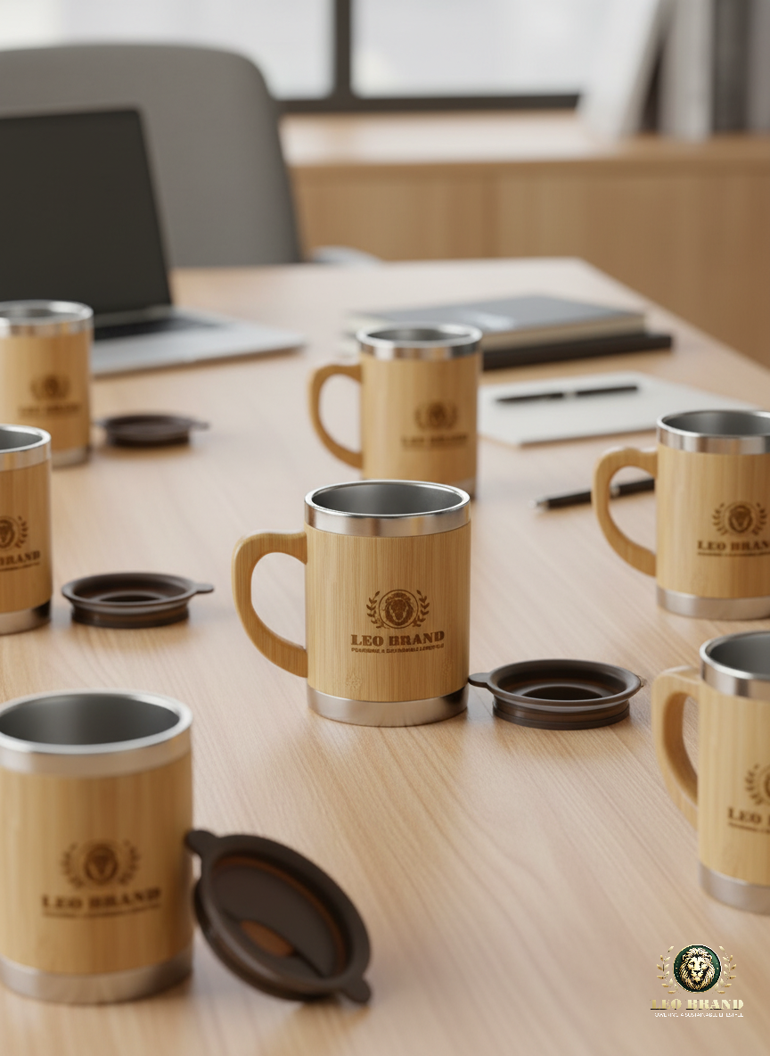 Eco Friendly Bamboo Coffee Mug - Reusable Travel Cup with Lid