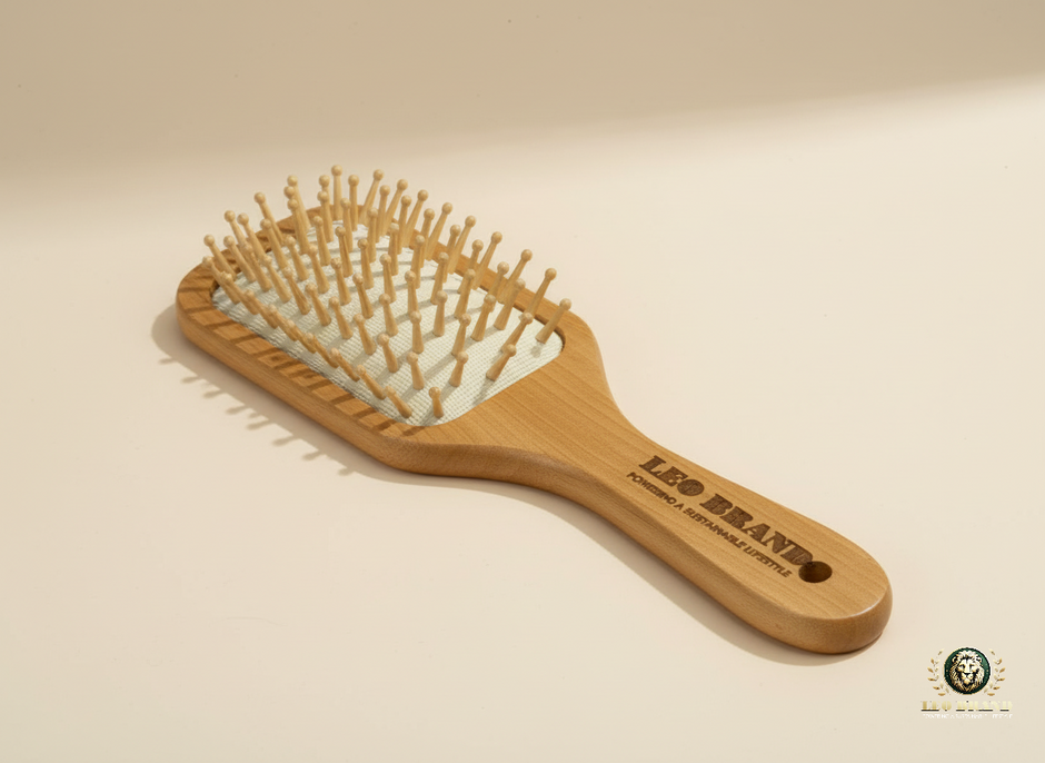 Bamboo Bristles Medium Paddle Hairbrush - Natural Detangling Comb for Men and Women