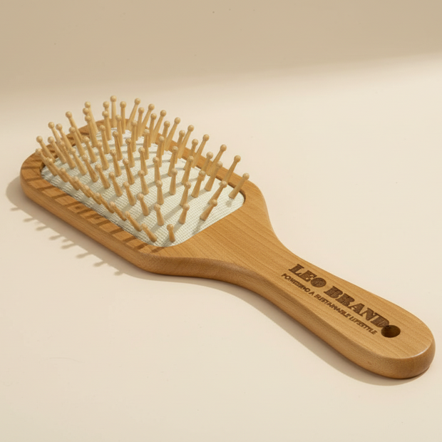 Bamboo Bristles Medium Paddle Hairbrush - Natural Detangling Comb for Men and Women