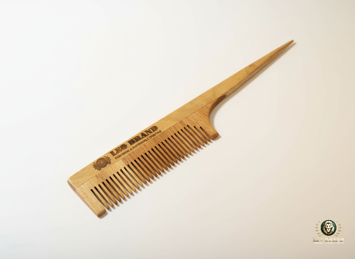 Neem Wood Pin Tail Comb - Natural Detangling and Styling Comb for Hair Growth