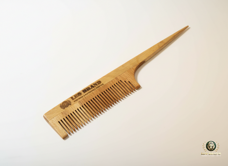 Neem Wood Pin Tail Comb - Natural Detangling and Styling Comb for Hair Growth
