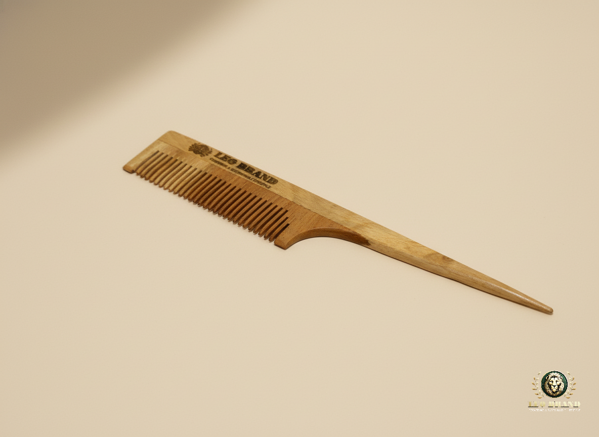 Neem Wood Pin Tail Comb - Natural Detangling and Styling Comb for Hair Growth