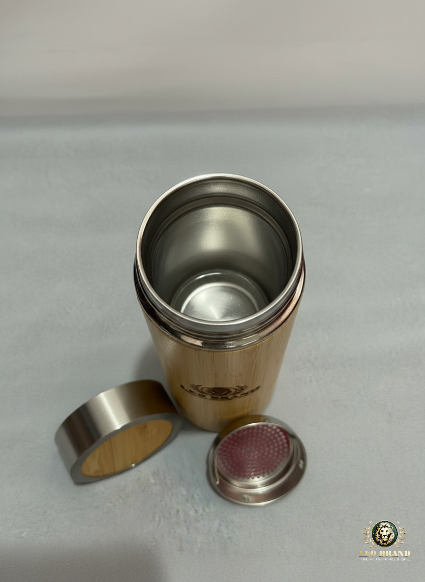 Bamboo 500ml Water Bottle - Thermos Bamboo Flask for Hot and Cold Beverages