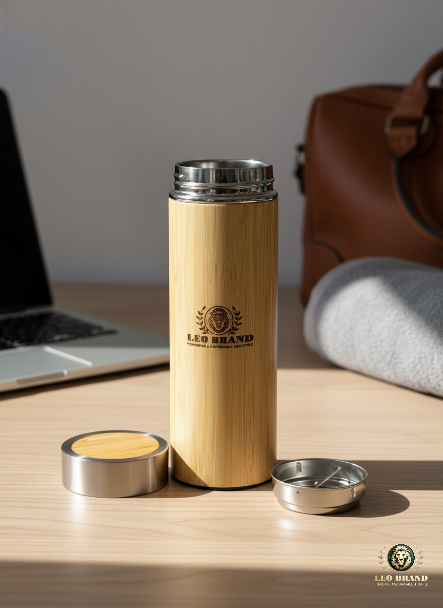 Bamboo 500ml Water Bottle - Thermos Bamboo Flask for Hot and Cold Beverages