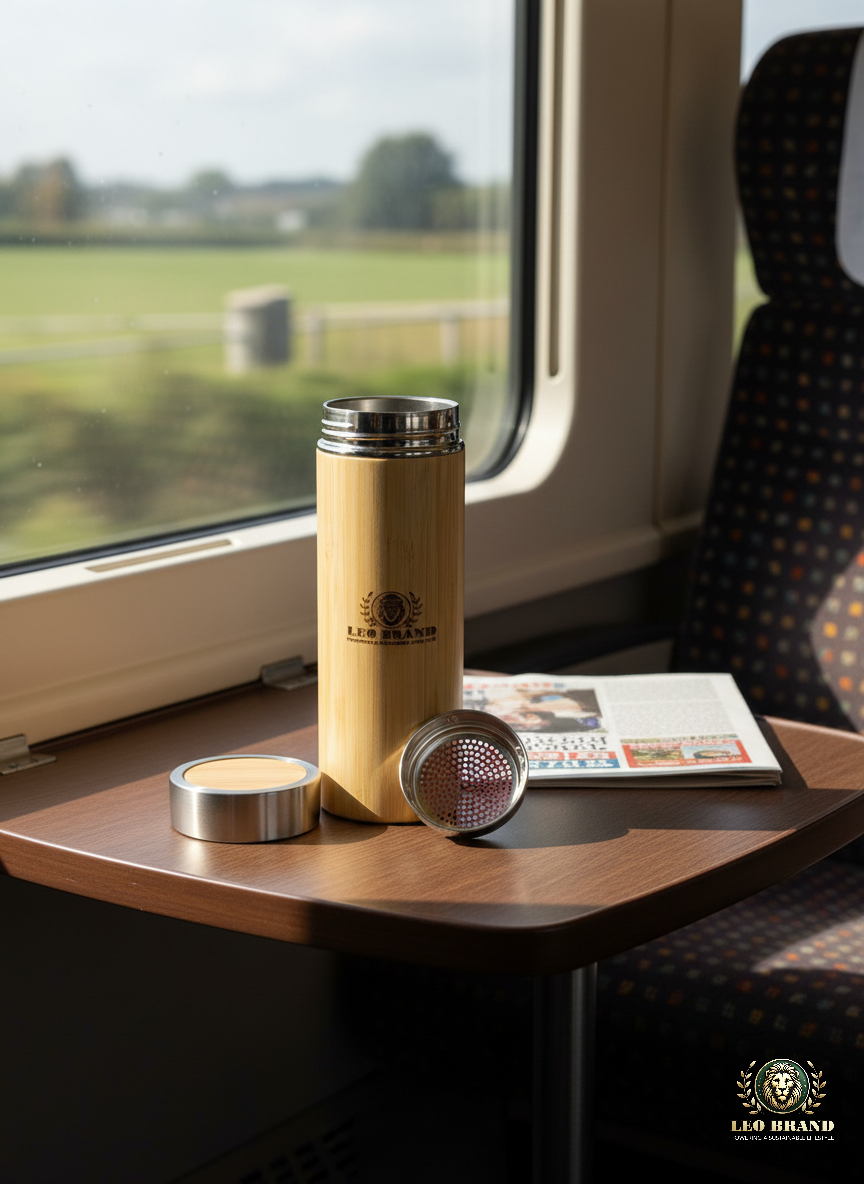 Bamboo 500ml Water Bottle - Thermos Bamboo Flask for Hot and Cold Beverages