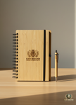 Bamboo Diary with Pen - Eco Friendly Spiral Bound Notebook for Writing and Gifting