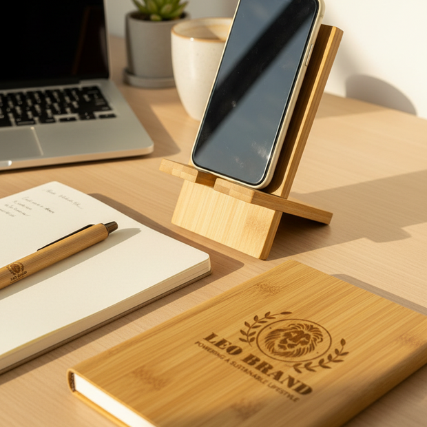 Bamboo Phone Stand - Eco Friendly, Handcrafted Wooden Holder for Smartphones