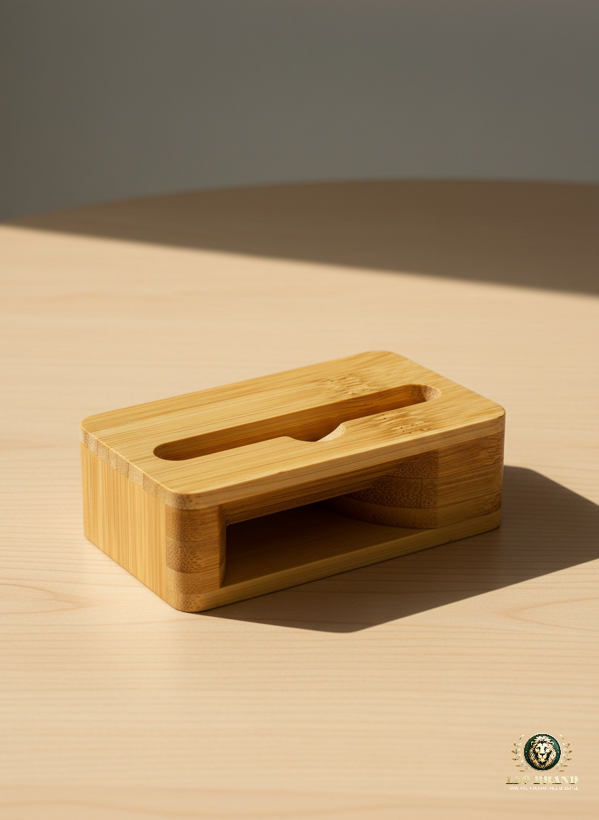 Bamboo Square Natural Amplifier & Phone Stand - Eco Friendly Passive Sound Amplifier and Mobile Holder