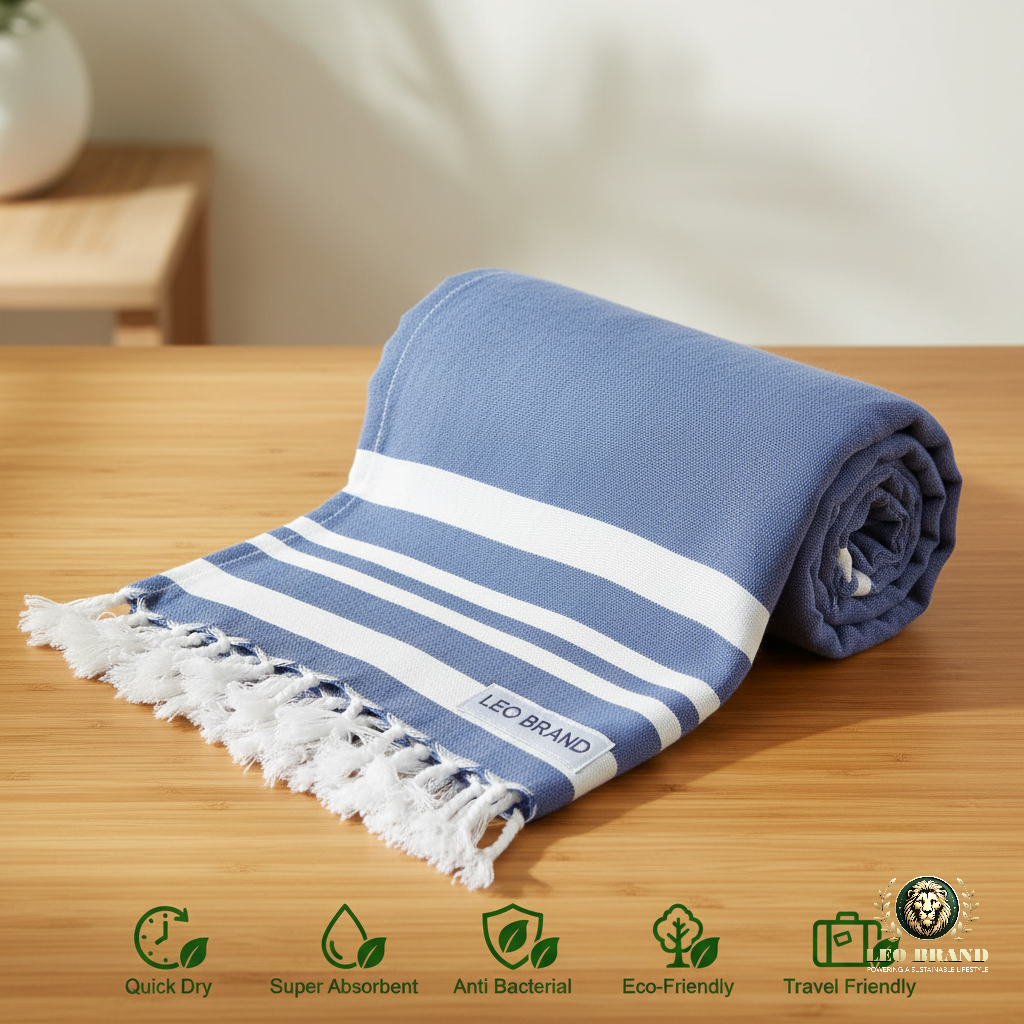 Bamboo Ultra Soft & Thin Turkish Towels (Powder Blue & Sunshine Yellow)