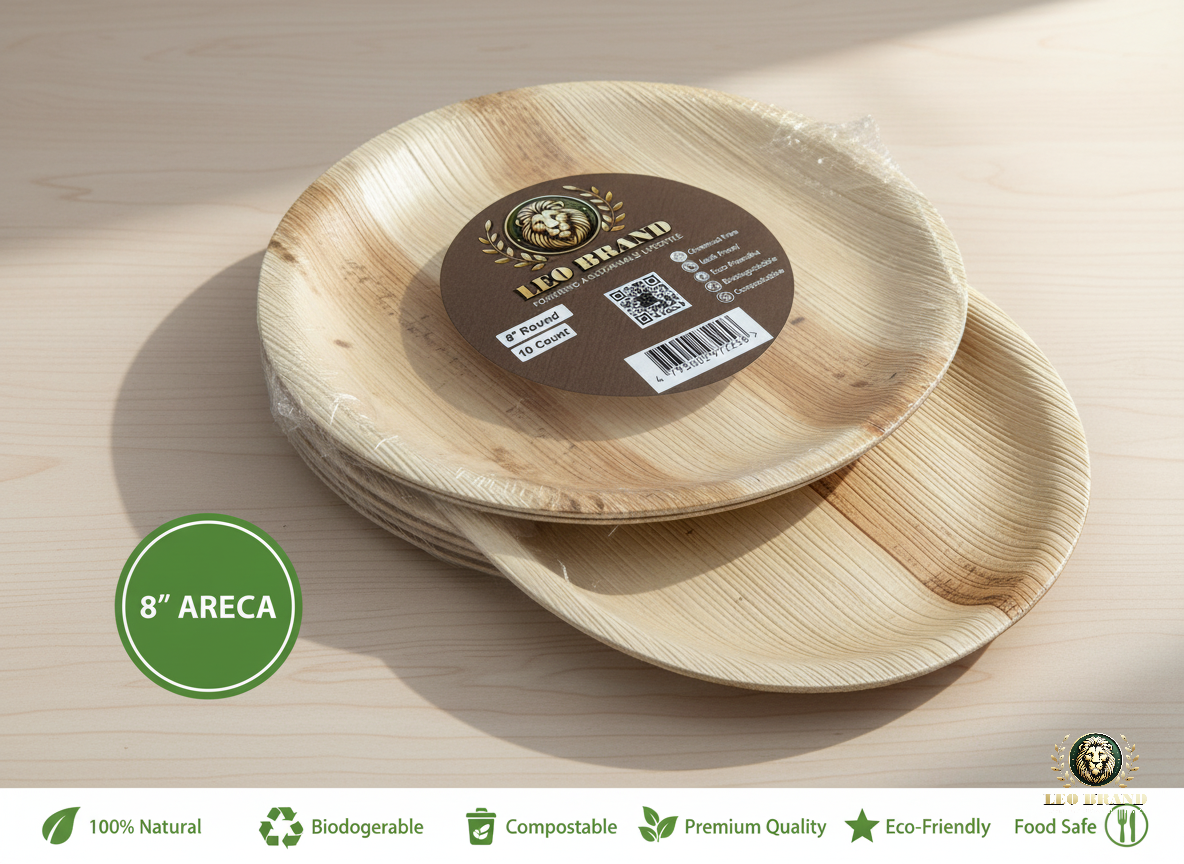 8 inch Premium Areca Palm Leaf Plates