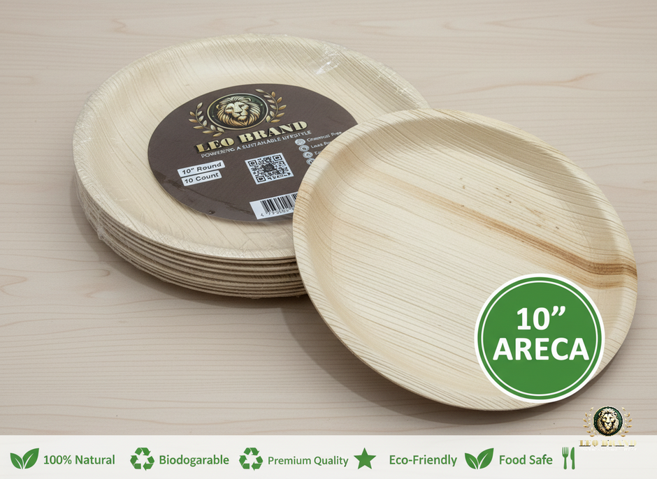 10” Premium Natural Areca Palm Leaf Plates