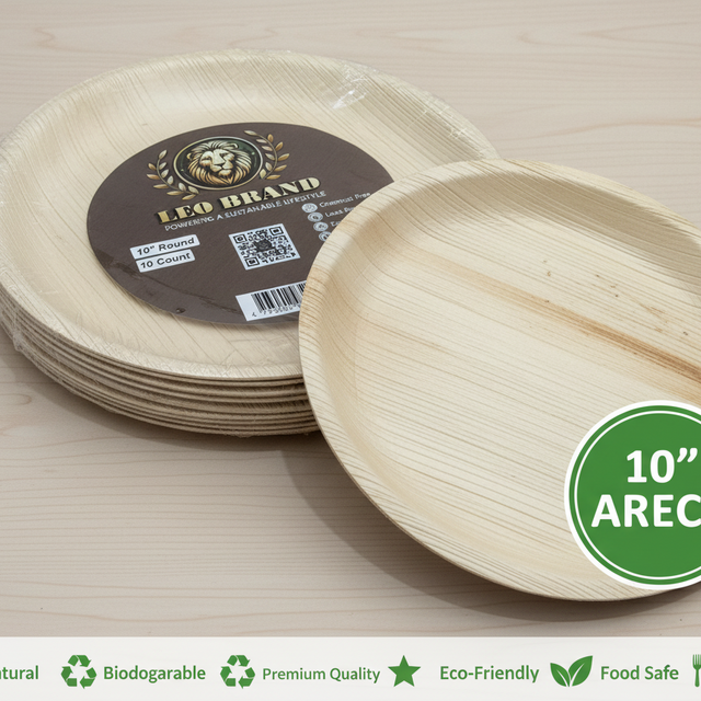 10” Premium Natural Areca Palm Leaf Plates