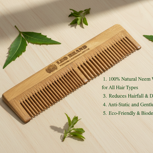 Neem Wood Dual Comb - Anti Hairfall and Dandruff Control