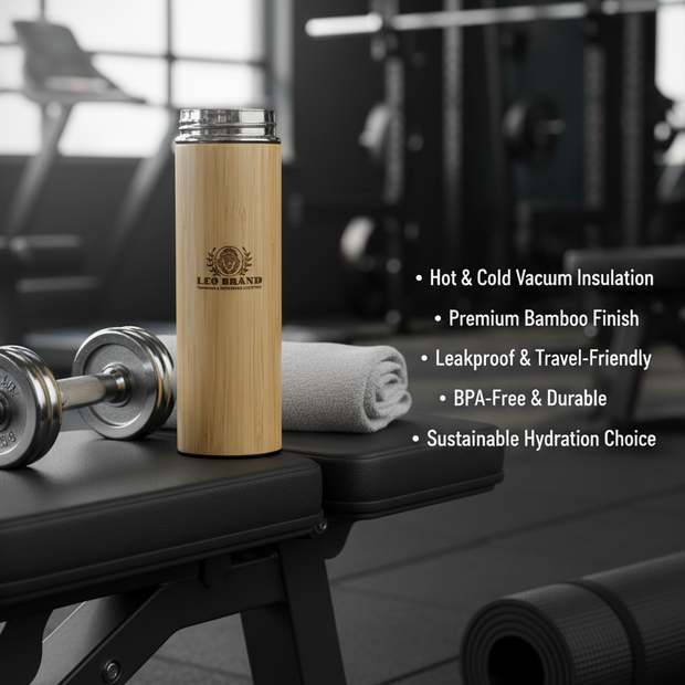Bamboo 500ml Water Bottle - Thermos Bamboo Flask for Hot and Cold Beverages