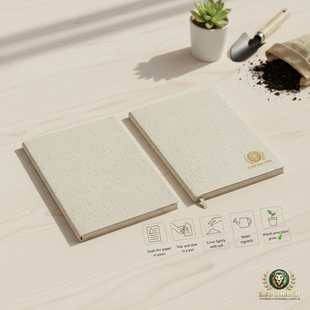 Plantable Notepad - Eco Friendly Recycled Paper Notebook with Seed Embedded Pages (Front and Back Cover)