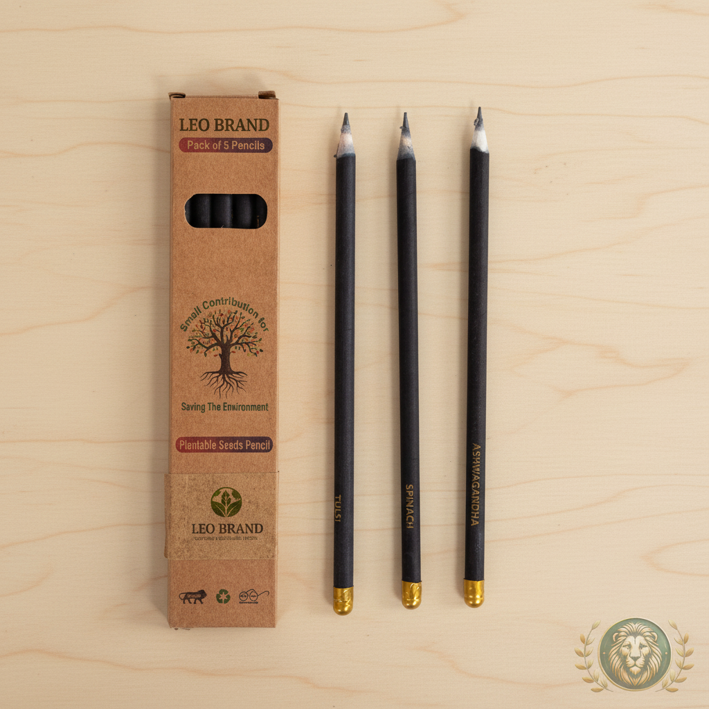 Black Paper Seed Pencil – Eco-Friendly Plantable Pencil (Pack of 10)