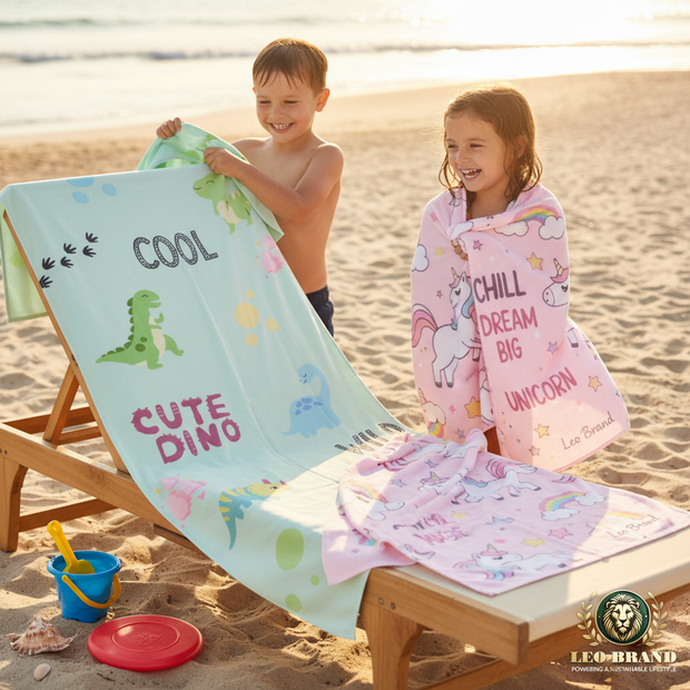 Thin Bamboo Kids Towels – Cool Dino & Chill Unicorn