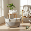 Cotton Hamper Basket – Handcrafted Storage with Handles