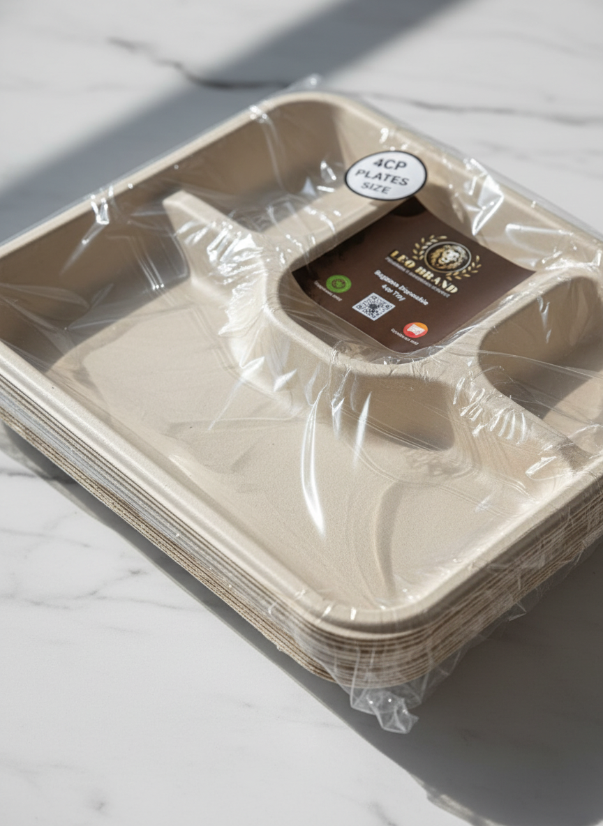 4CP Premium Sugarcane Tray & Plate