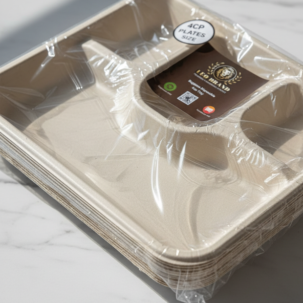 4CP Premium Sugarcane Tray & Plate