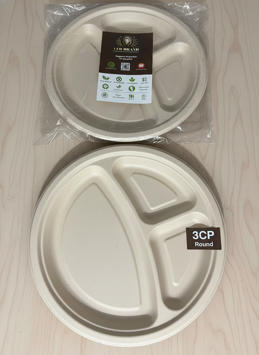 3CP Premium Sugarcane Tray & Plate