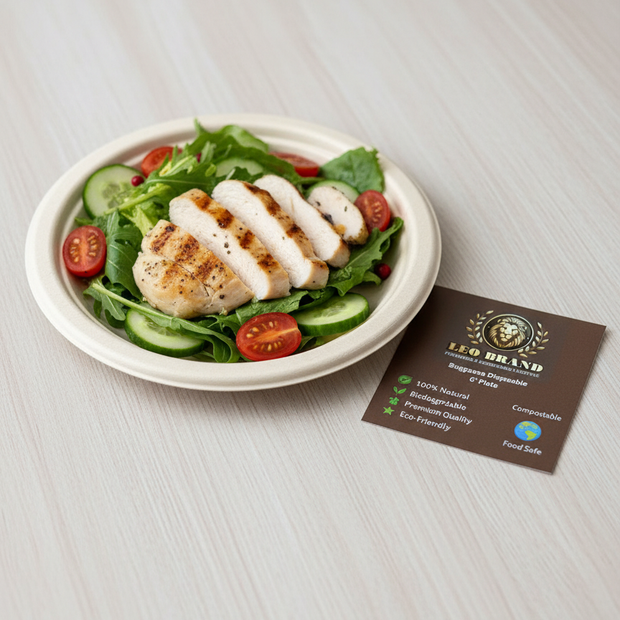 6 inch Premium Round Brown Sugarcane Plate