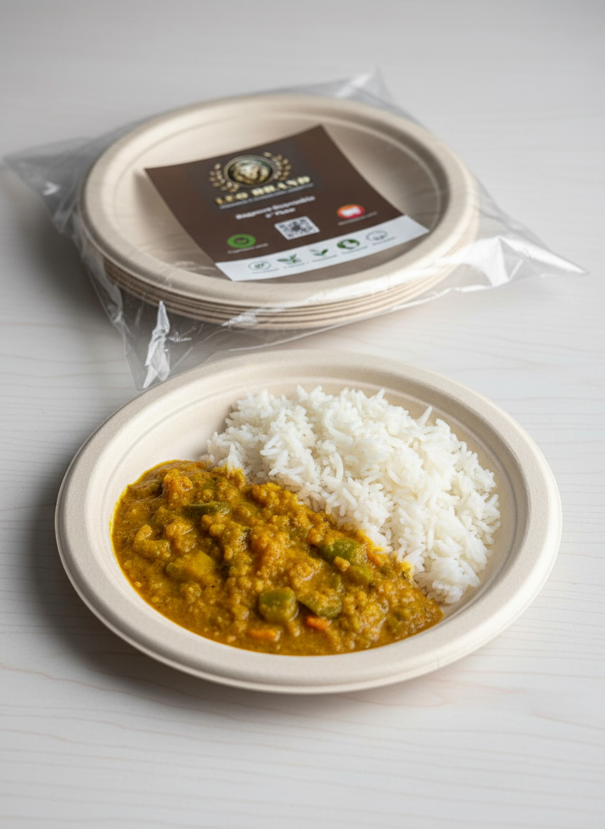 6 inch Premium Round Brown Sugarcane Plate