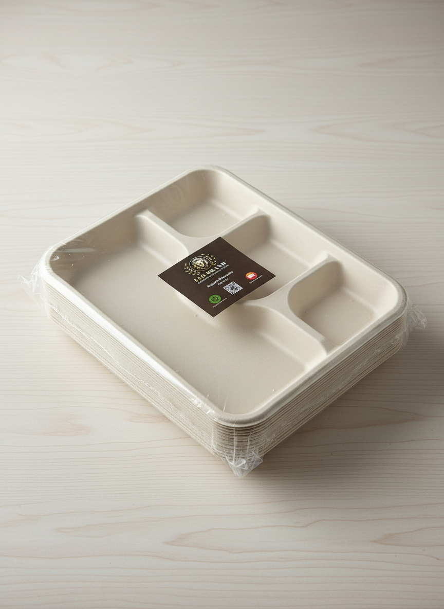 4CP Premium Sugarcane Tray & Plate