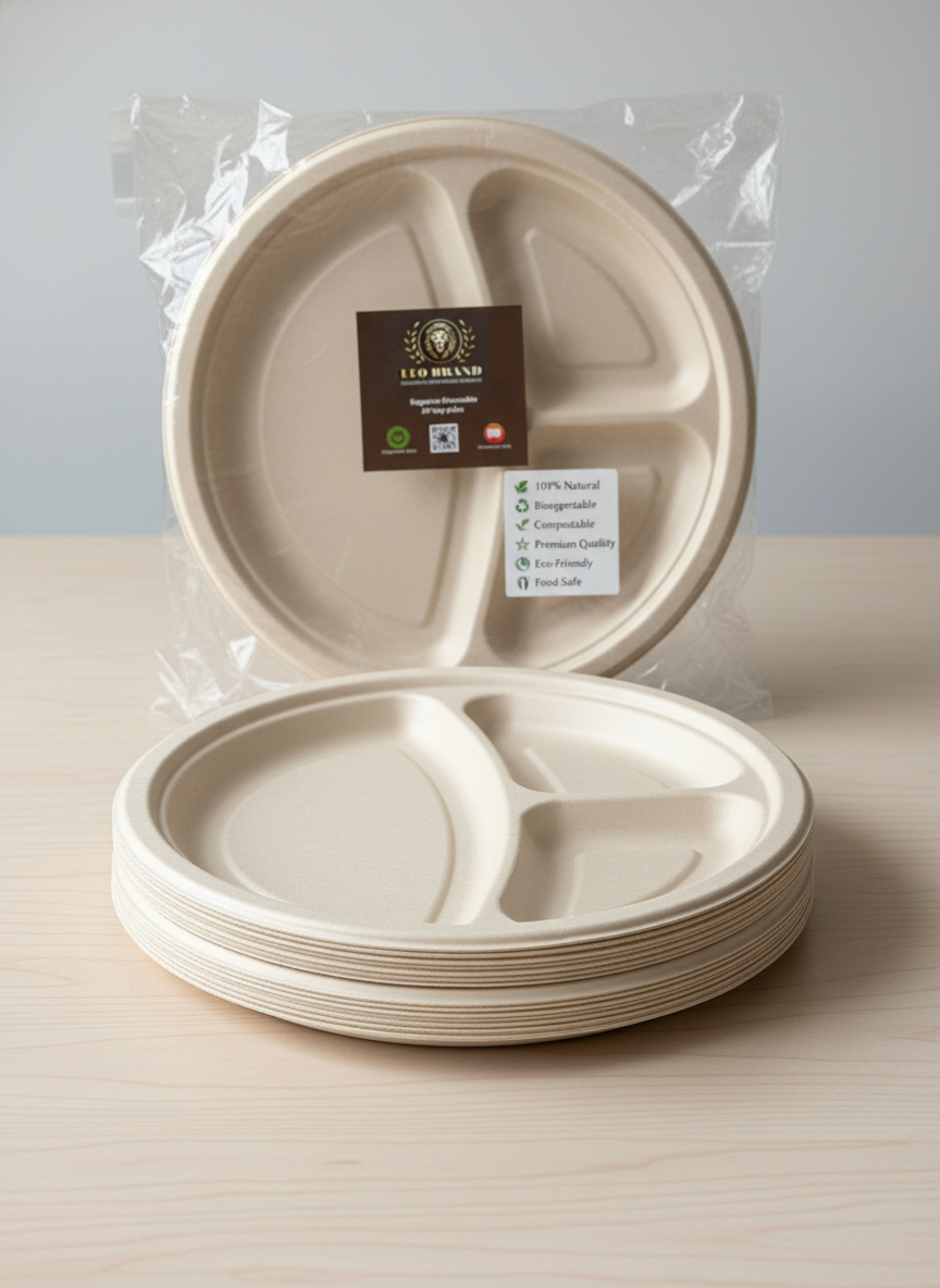 3CP Premium Sugarcane Tray & Plate