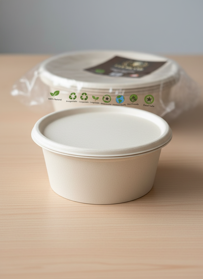 Premium Sugarcane Bowls with Lids