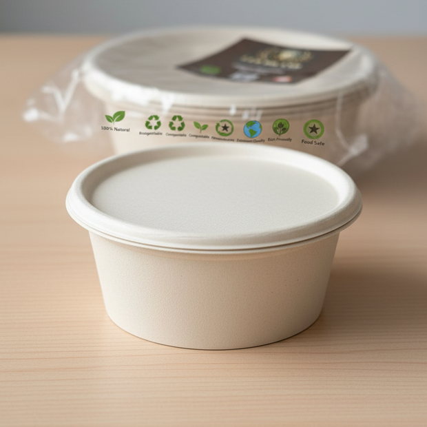 Premium Sugarcane Bowls with Lids